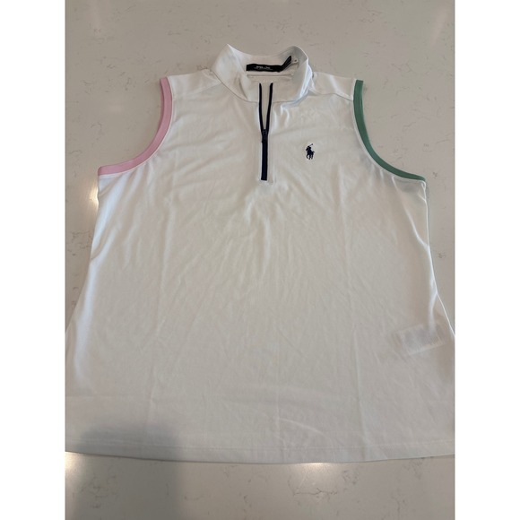 RLX Ralph Lauren Tops - RLX Ralph Lauren Womens White Sleeveless Golf Polo Quarter Zip Shirt Large L